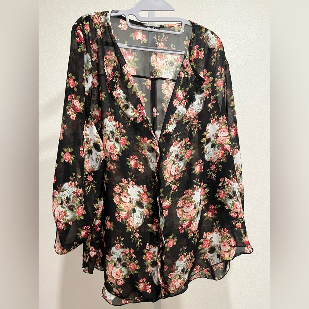 Deb Black Floral Skull Blouse